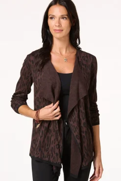 Cato Animal Print Waterfall Cardigan> Sweaters