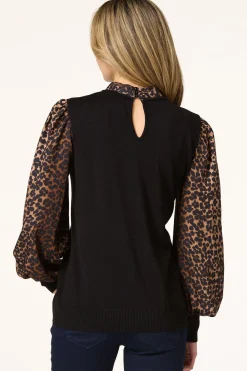 Cato Animal Tie Neck Sweater> Sweaters
