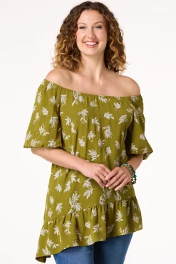 Cato Asymmetrical Ruffled Hem Top> Tops