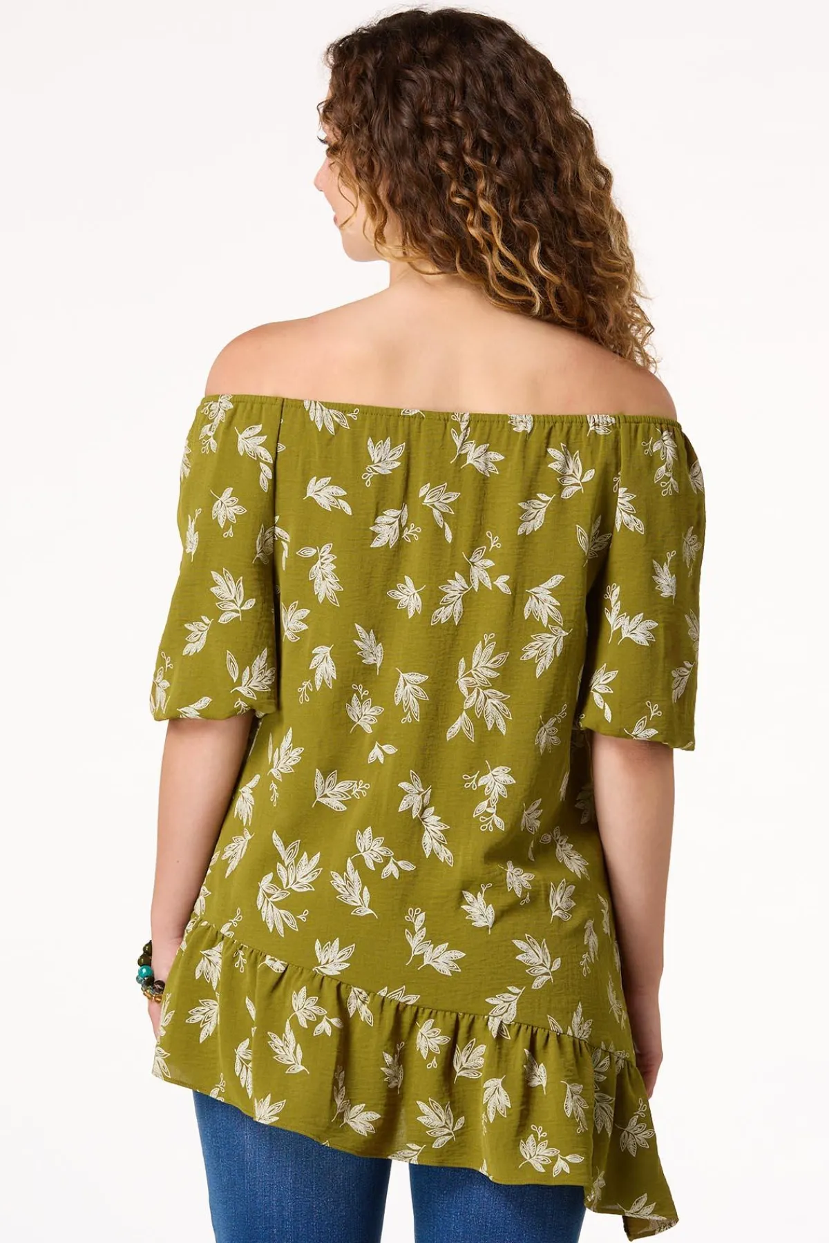 Cato Asymmetrical Ruffled Hem Top> Tops