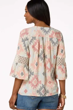 Cato Aztec Bell Sleeve Top> Tops