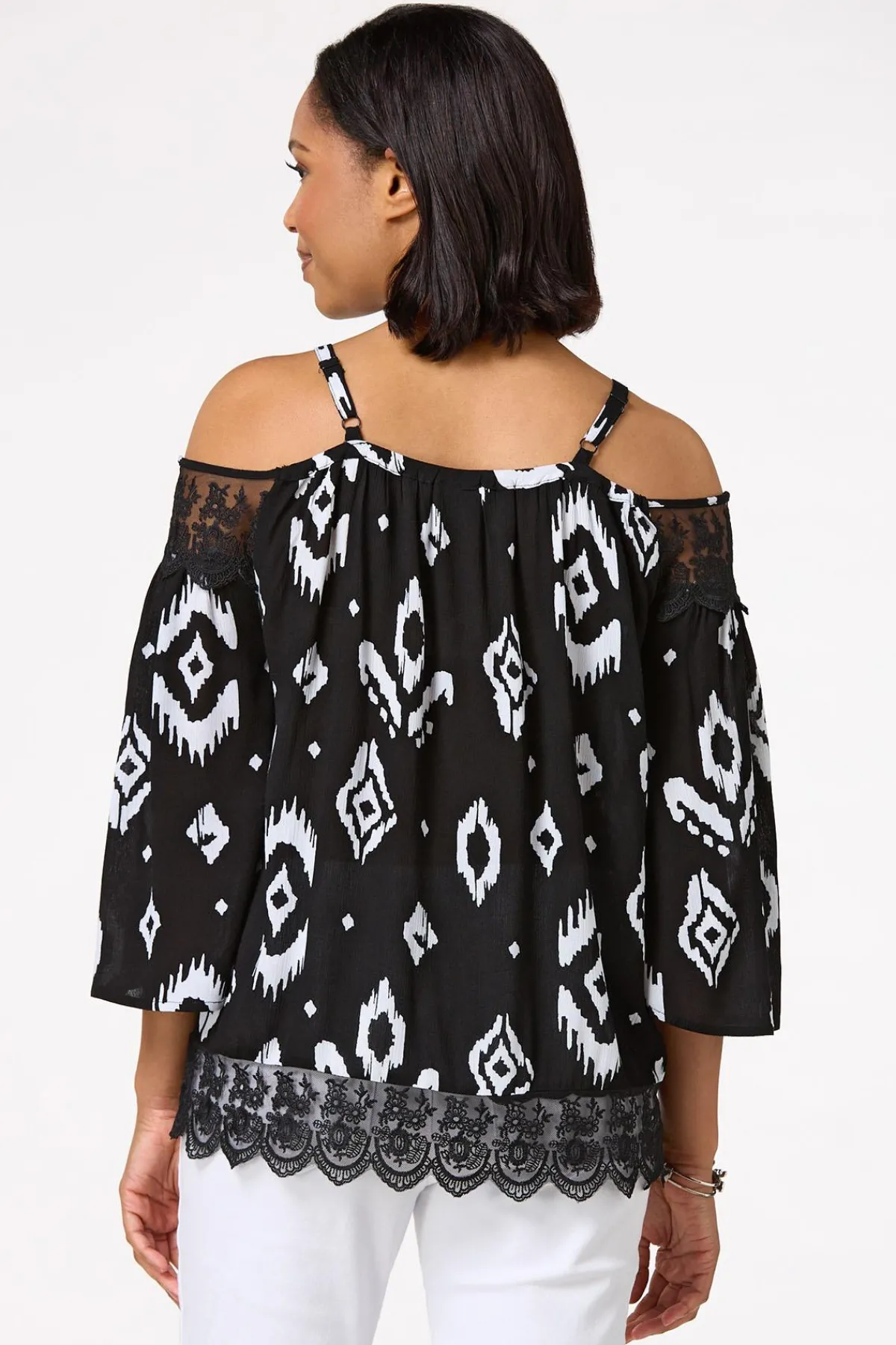 Cato Aztec Lace Trim Top> Tops