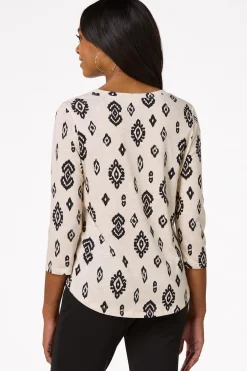 Cato Aztec Lace Up Top> Tops