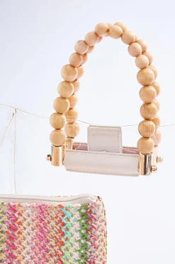 Cato Beaded Handle Lucite Satchel Set><noscript><img width=