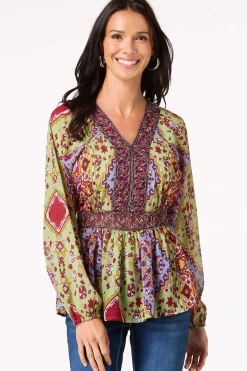 Cato Beaded Peplum Top> Tops