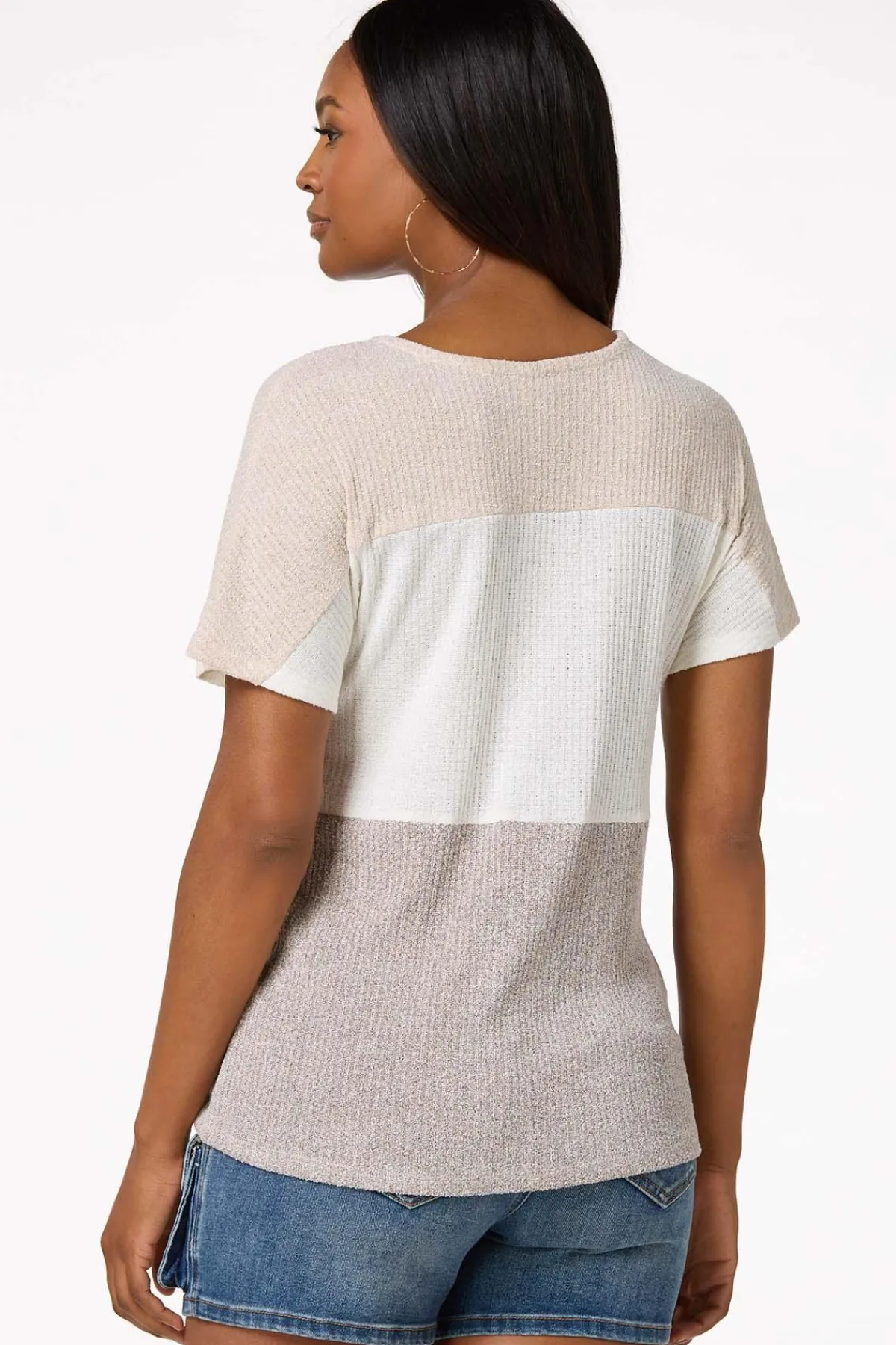 Cato Beige Colorblock Top> Tops