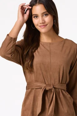 Cato Belted Faux Suede Top><noscript><img width=