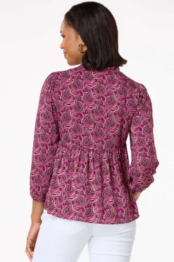 Cato Berry Paisley Poet Top> Tops