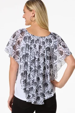 Cato Black And White Capelet> Tops