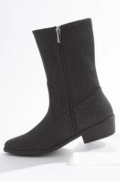 Cato Black Denim Embellished Western Boots> Boots