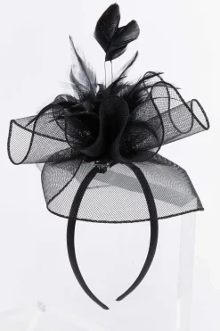 Cato Black Feather Mesh Fascinator> Hats & Hair