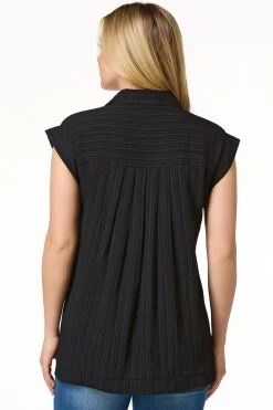 Cato Black Ribbed Tunic> Tops