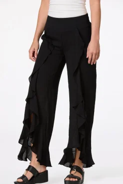 Cato Black Ruffled Front Pants> Pants