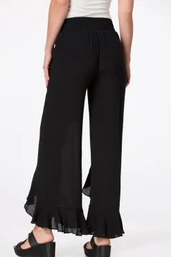 Cato Black Ruffled Front Pants> Pants