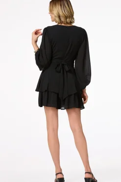 Cato Black Ruffled Romper> Dresses
