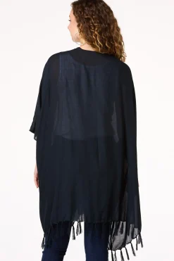 Cato Black Tassel Kimono> Cover Ups|Tops