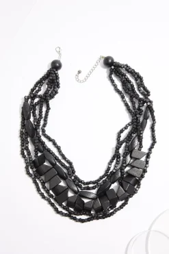 Cato Black Wood Layered Necklace> Necklaces