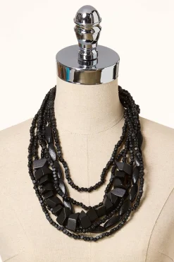 Cato Black Wood Layered Necklace> Necklaces