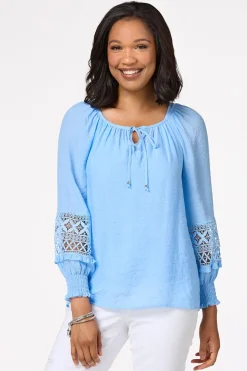 Cato Blue Balloon Sleeve Poet Top> Tops