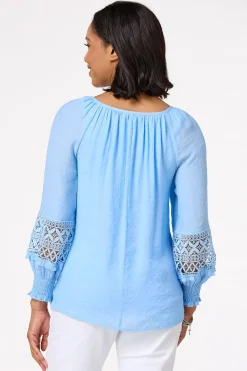 Cato Blue Balloon Sleeve Poet Top> Tops