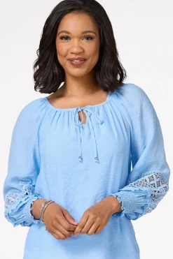 Cato Blue Balloon Sleeve Poet Top><noscript><img width=