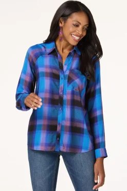 Cato Blue Plaid Shirt> Tops