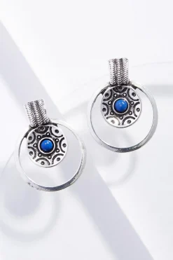 Cato Blue Stone Western Button Earrings> Earrings