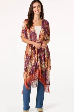 Cato Boho Medallion Tie Waist Kimono><noscript><img width=