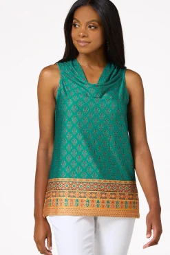 Cato Border Print Cowl Neck Tank> Tops