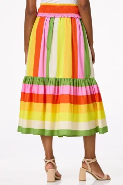 Cato Bright Stripe Midi Skirt> Skirts