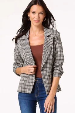 Cato Brown And Black Houndstooth Blazer><noscript><img width=