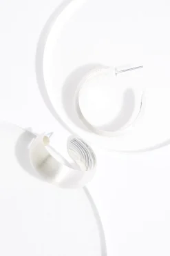Cato Brushed Silver Hoop Earrings> Earrings