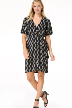 Cato Bubble Sleeve Faux Wrap Dress><noscript><img width=