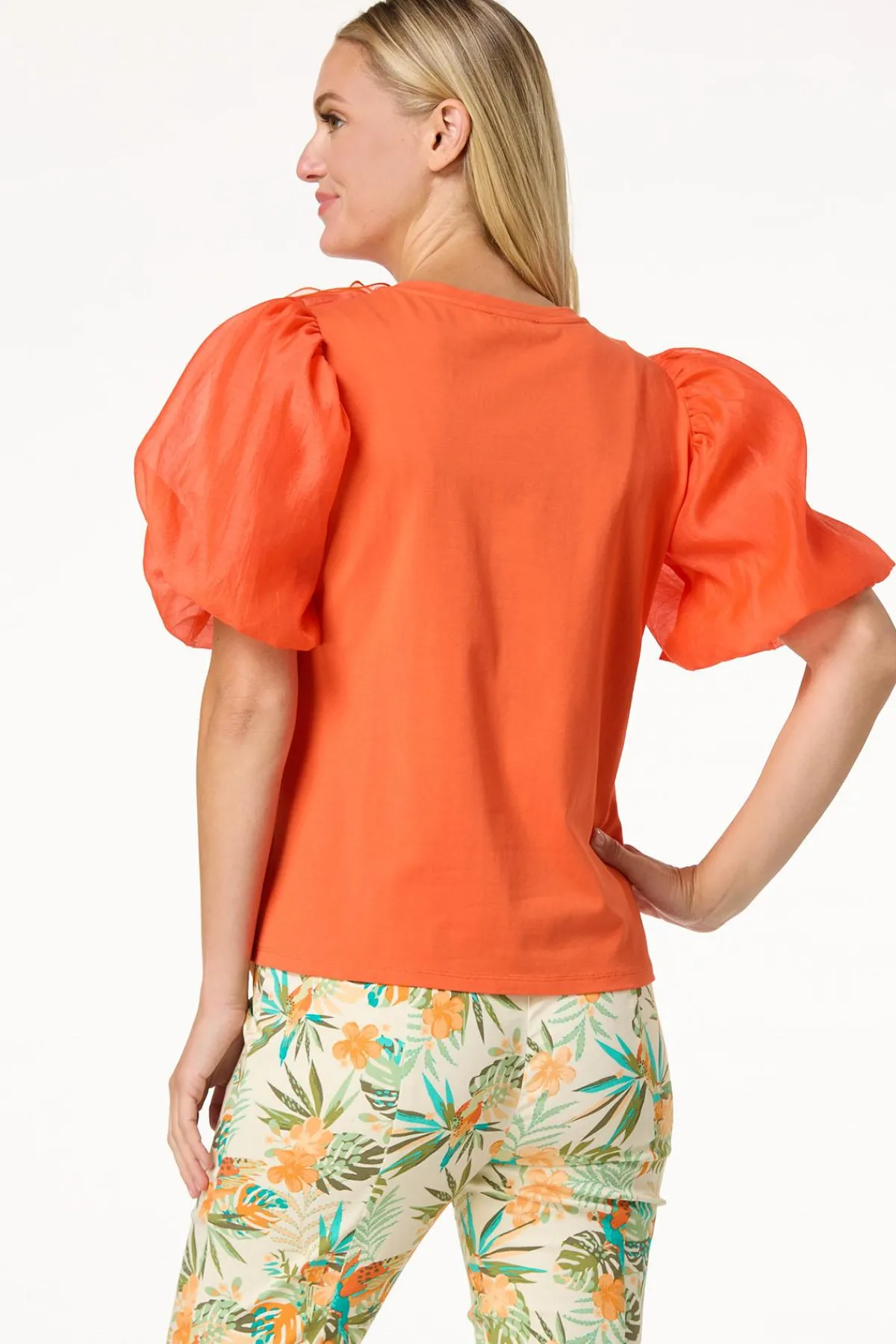 Cato Bubble Sleeve Rosette Top> Tops