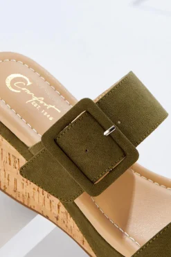 Cato Buckle Band Cork Wedges> Sandals