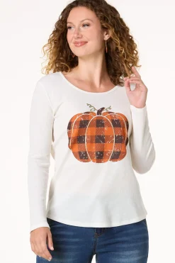 Cato Buffalo Check Pumpkin Top> Tops
