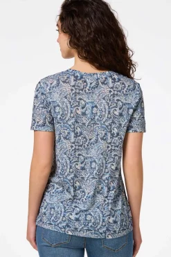 Cato Burnwash Navy Paisley Top> Tops