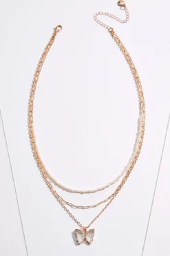 Cato Butterfly Pendant Layered Necklace> Necklaces