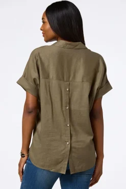 Cato Button Back Linen Shirt><noscript><img width=