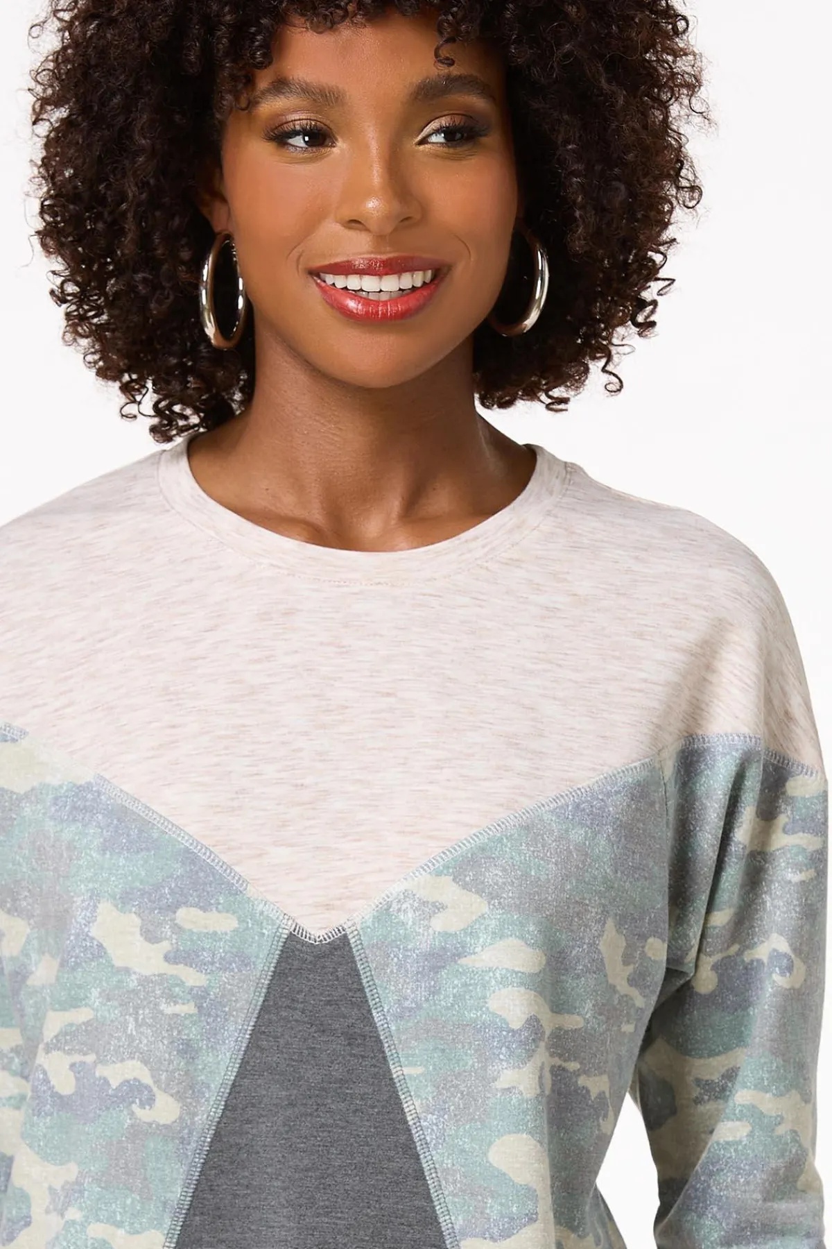 Cato Camo Colorblock Top> Tops