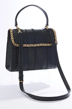 Cato Chain Trim Mixed Material Satchel> Handbags