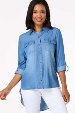 Cato Chambray Button Down Shirt> Tops