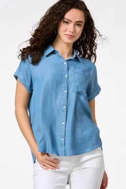 Cato Chambray Button Down Tunic> Tops