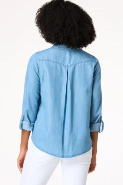 Cato Chambray Clear Button Shirt> Tops