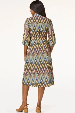 Cato Chevron Tie Waist Shirt Dress><noscript><img width=