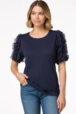 Cato Chiffon Ruffled Sleeve Top> Tops