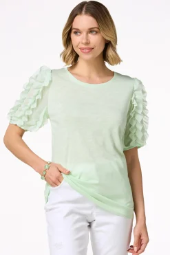 Cato Chiffon Ruffled Sleeve Top><noscript><img width=