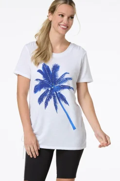 Cato Cinched Palm Tree Tee> Athleisure|Tops