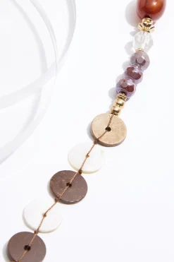 Cato Circle Wood Beads Long Necklace Set><noscript><img width=