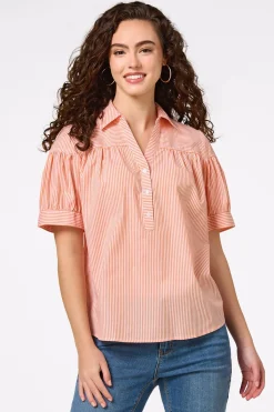 Cato Citrus Stripe Collared Shirt> Tops